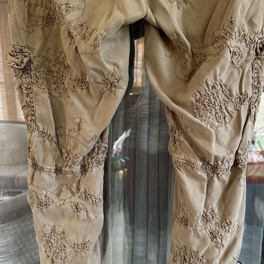 Soft surroundings Green-Taupe Embroidered Cargo Pants - Picture 9 of 12